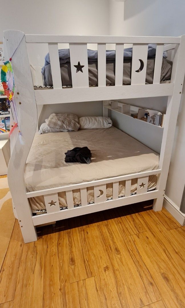 Solid Wood Bunk Bed Queen and Super Single, Furniture & Home Living