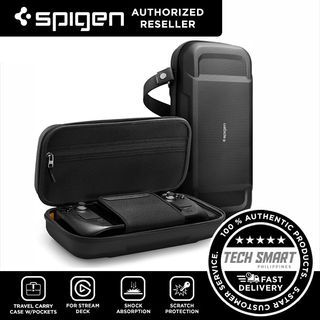 Spigen Rugged Armor Pro Designed for Steam Deck Travel Carrying Case with Pockets for Accessories and Original Charger Storage Bag Carry Case