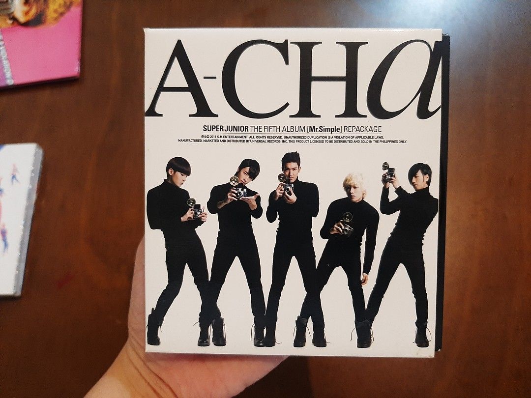 SUPER JUNIOR A-CHA 5th Mr. Simple Repackage (Category: CDs & DVDs) located in Quezon City. Submitted by fallout_oy (Listing ID 1210402303, Image 1). Description: Unsealed but never played Stored since purchase Check profile for other SUJU albums. Take all 6 albums for 1,599 only! Take all 3 Mr. Simple Versions for 799 only!.