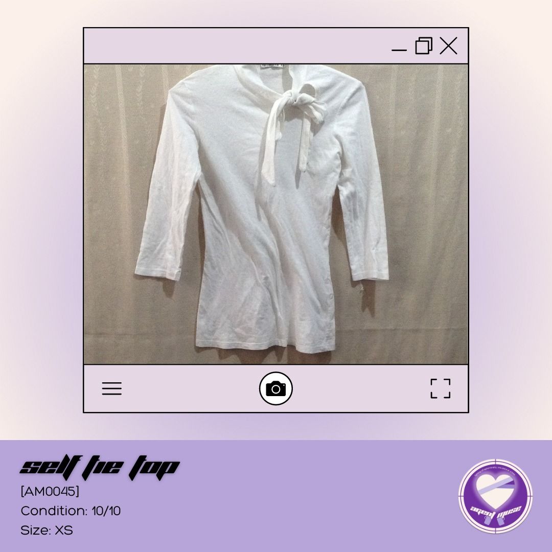 [Terranova] Self Tie Top (Category: Longsleeves) located in Quezon City. Submitted by agentmuse_ (Listing ID 1209528919, Image 1). Description: ❤️‍🩹 used with care ❤️‍🩹 rfs: kinalakihan ko na, but this is super pretty when worn! lakas maka-chic gal ❤️‍🩹 size: size is xs on tag ❤️‍🩹 please feel free to reach out for more pics and/or info if interested 💰 mop: gcash 🚚 mod: buyer's choice; shopee co for shipping .