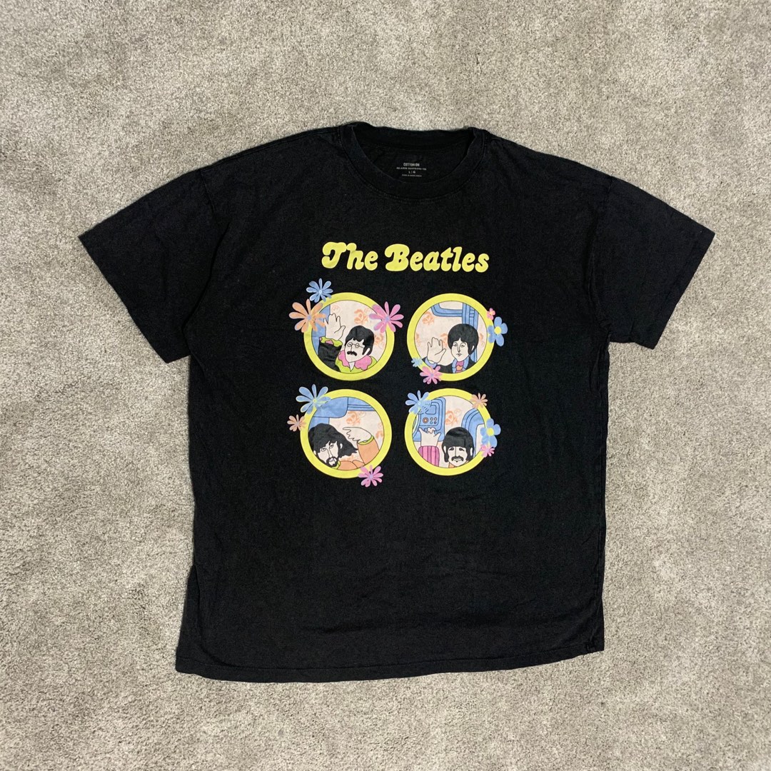 THE BEATLES Band T-shirt, Men's L size cotton black type Vintage Second Hand main image 0