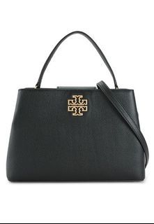 Tory Burch, Bags, Tory Burch Emerson Dome Satchel Crossbody Bag Top  Handle Moose Gold Tan Brown