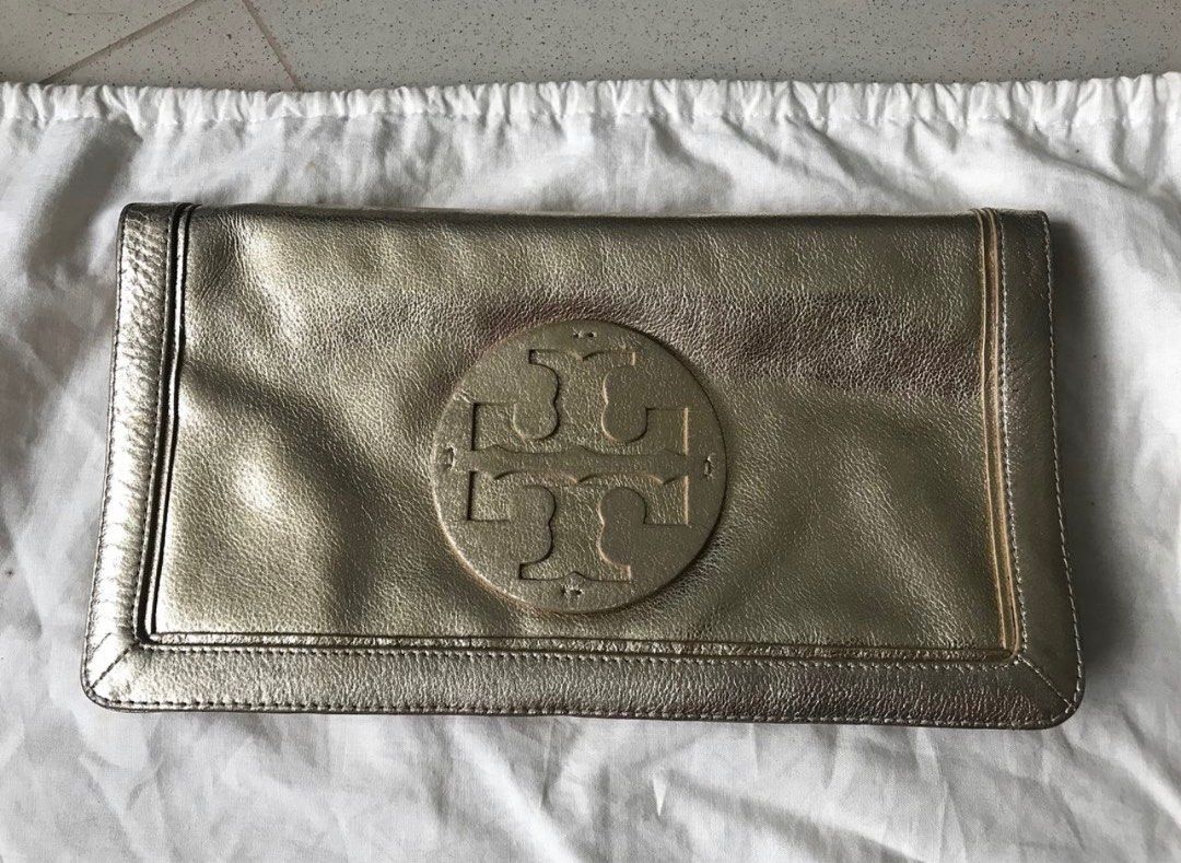 Tory Burch Clutch Gold, Luxury, Bags & Wallets on Carousell