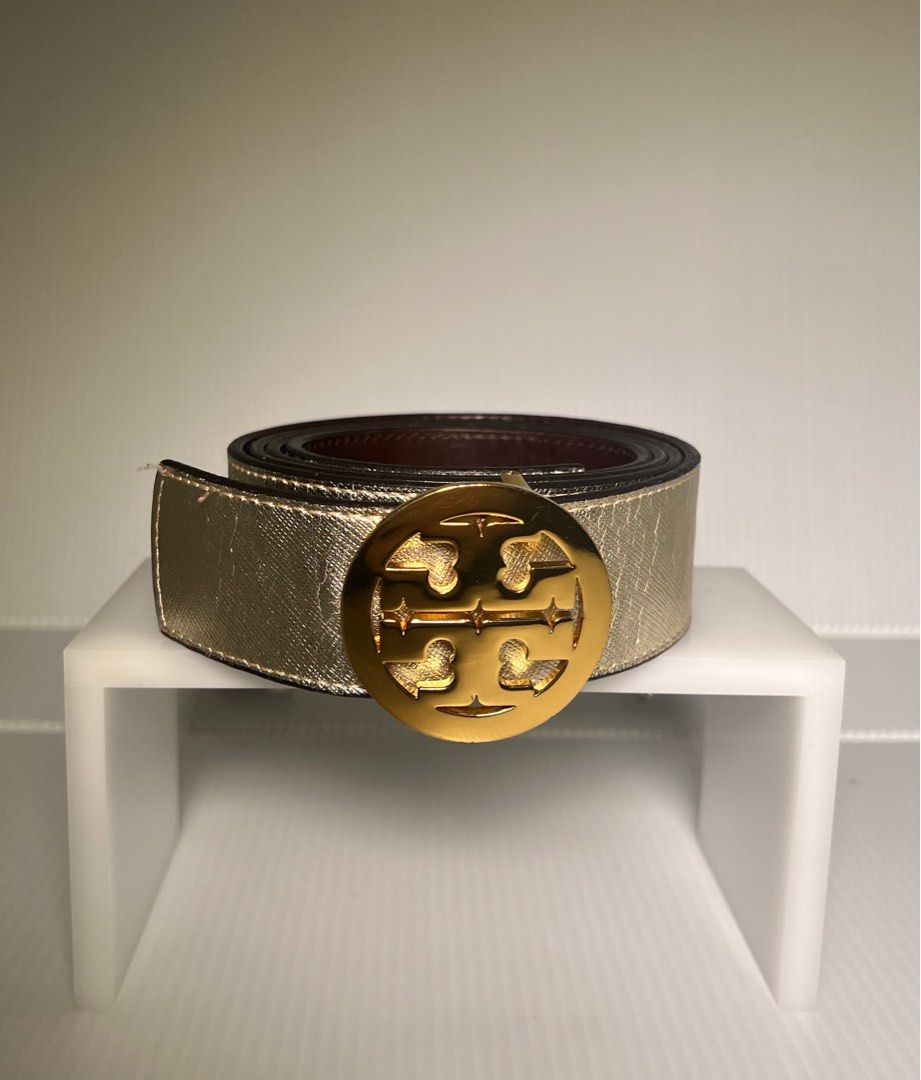 Tory Burch Gold Leather Logo Buckle Belt, Men's Fashion, Watches &  Accessories, Belts on Carousell