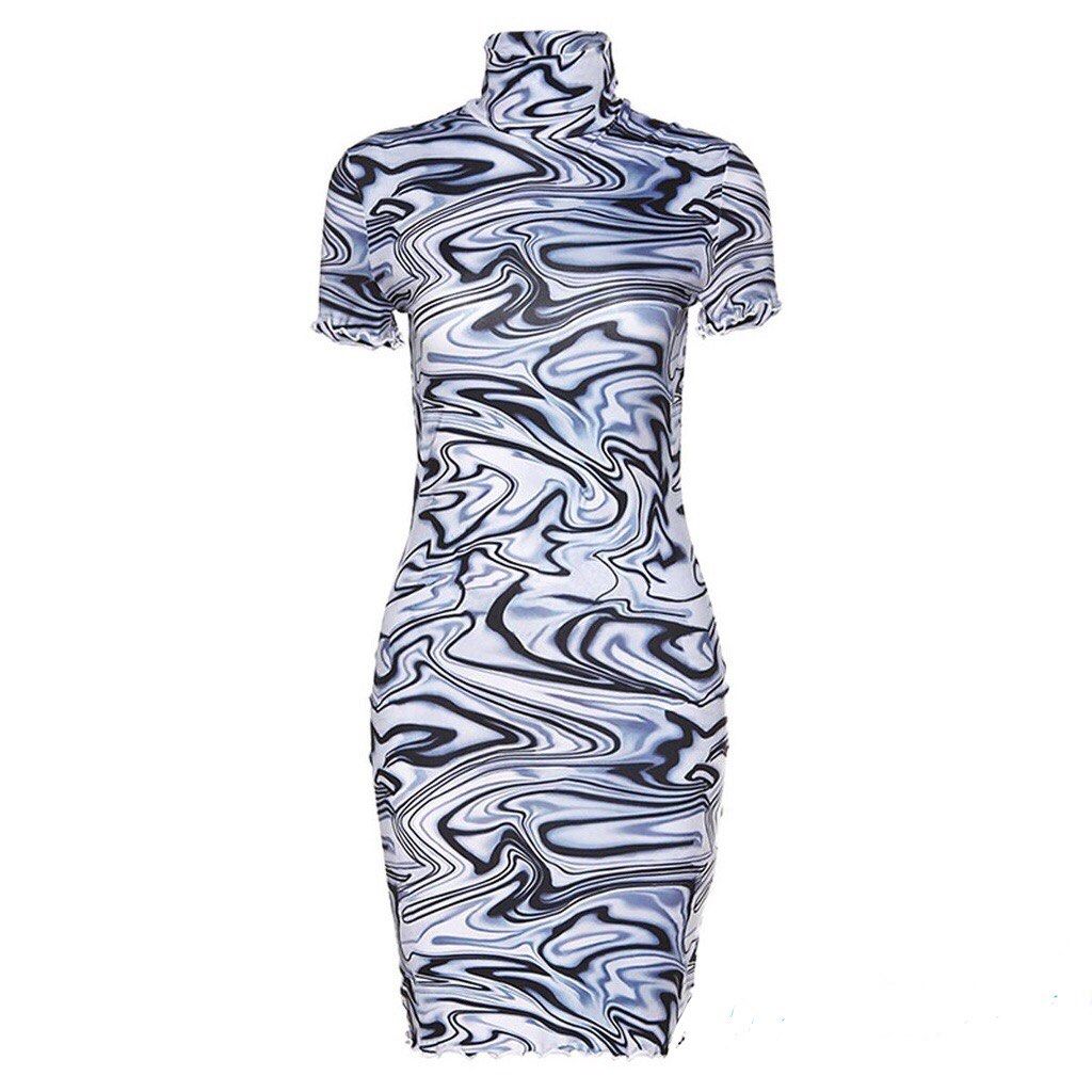 Turtle Neck Navy Blue Marble Swirl Body Con Dress (Jennie Kim Inspired),  Women's Fashion, Dresses & Sets, Dresses on Carousell