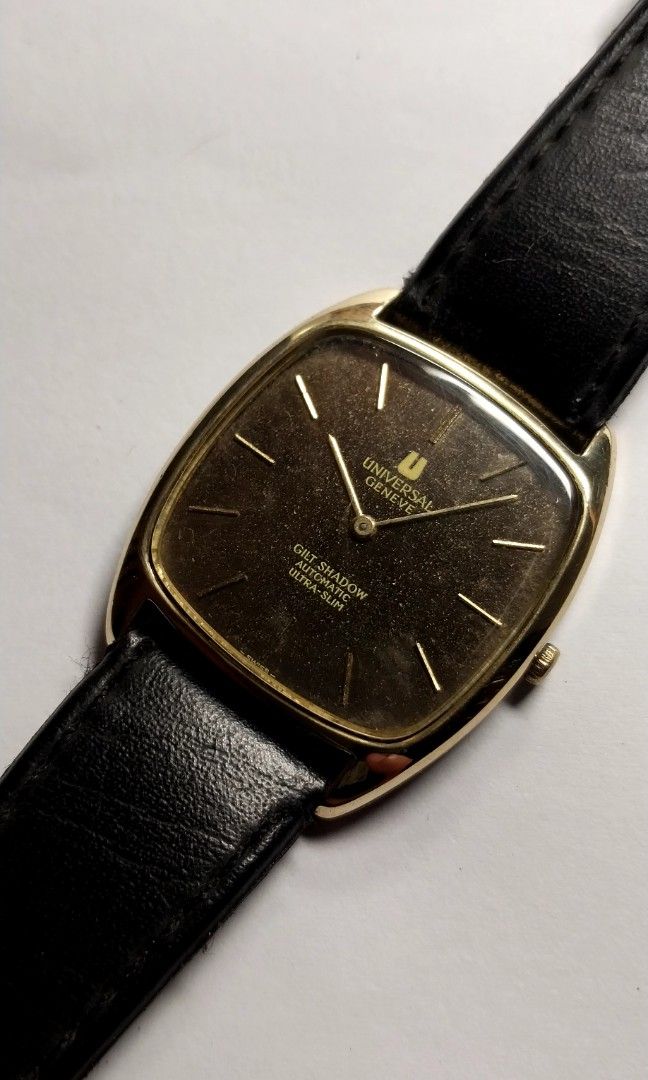 Universal Geneve Gilt Shadow ultra slim Auto, Men's Fashion, Watches