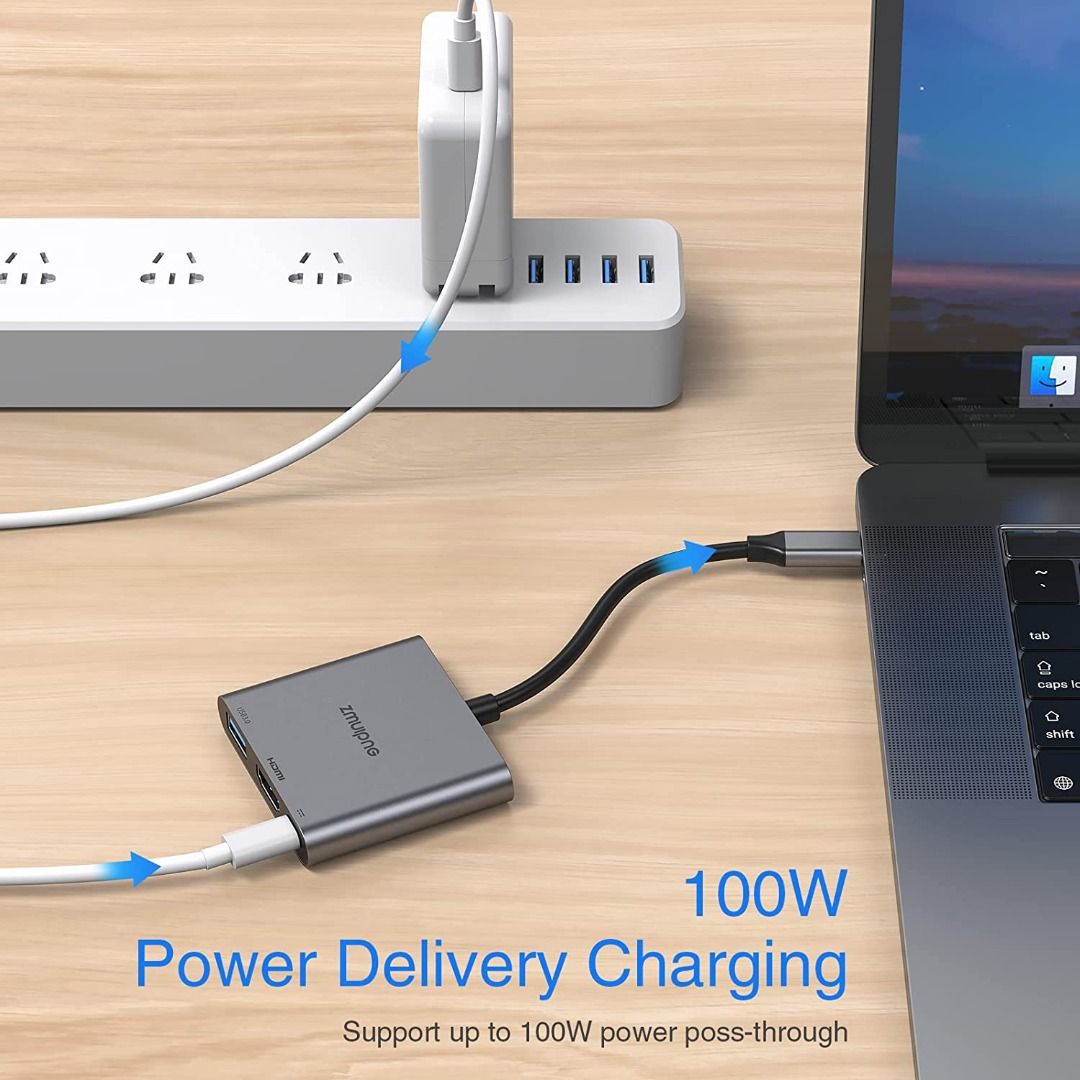 USB C to HDMI Adapter, 3 in 1 HDMI to USBC Digital AV Multiport Adapter