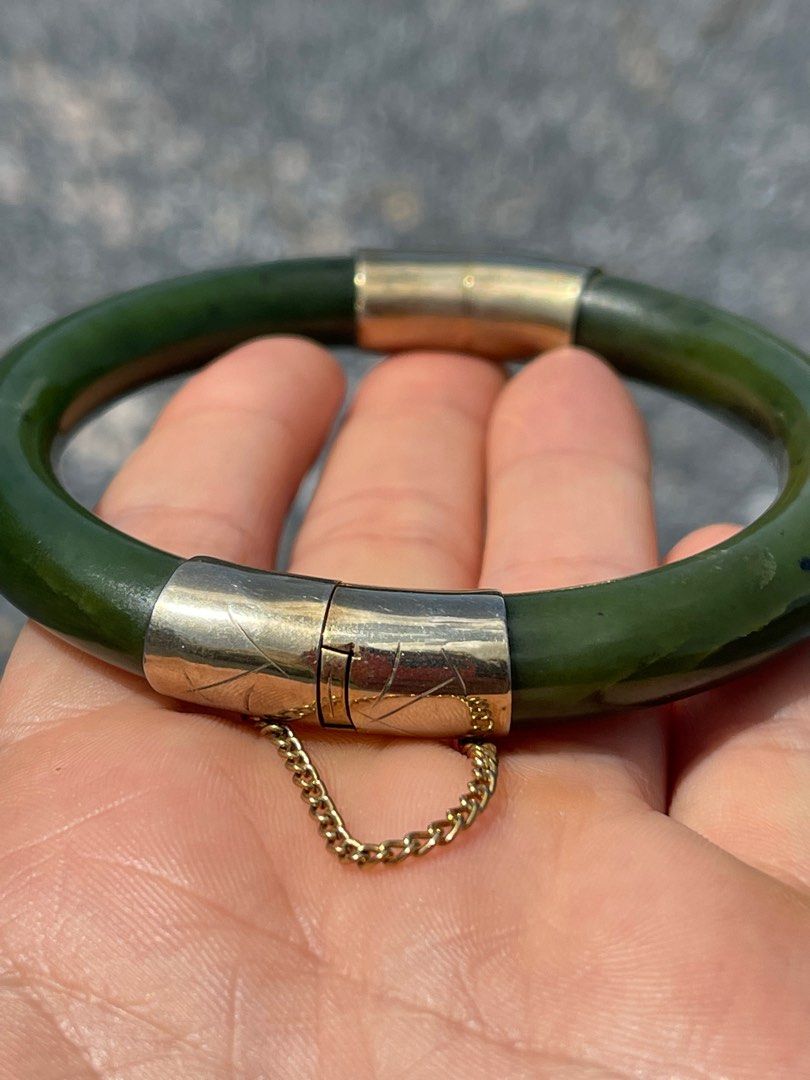 Antique Art Deco Jadeite Jade 14K Gold Link Bracelet C.1920 - Ruby Lane