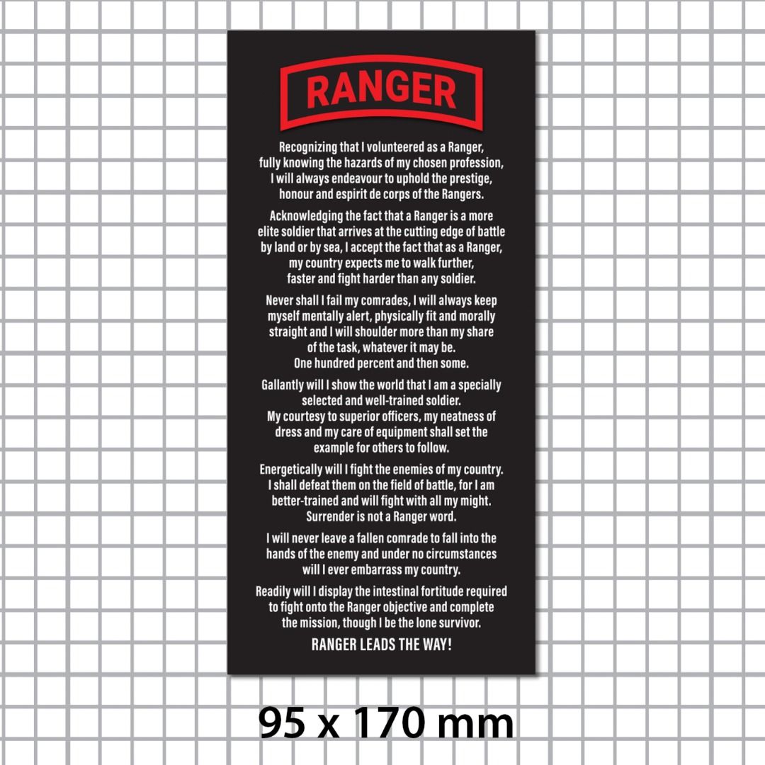 Waterproof Stickers : RANGER Creed . $6.50 each / 2 for $12 + Free ...