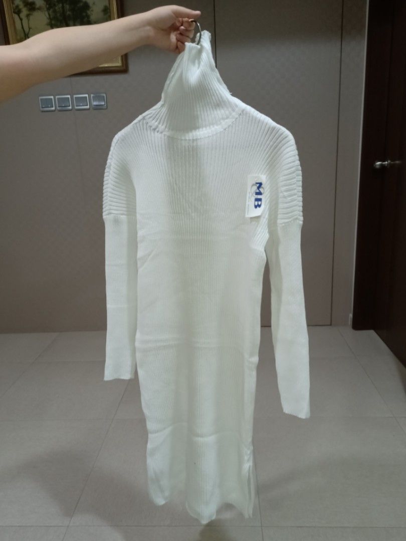 White long sleeve turtleneck dress Women s Fashion Dresses
