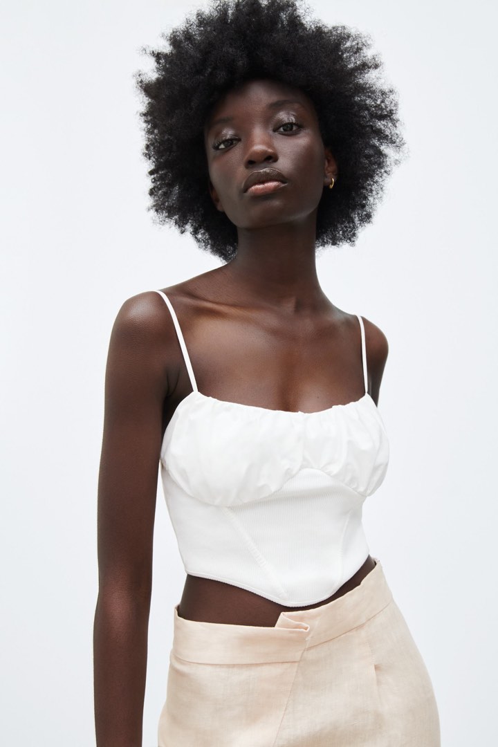 ZARA BUSTIER CORSET STYLE TOP, Women's Fashion, Tops, Sleeveless on