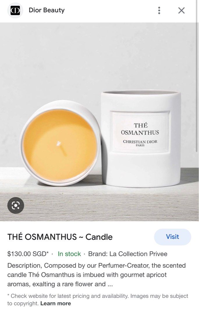 Christian Dior THE OSMANTHUS キャンドル 【公式通販】