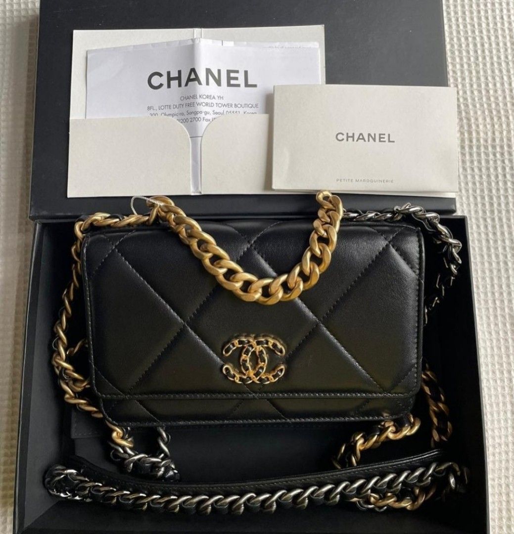 New 23P CHANEL 2023 Wallet on Chain Caviar Leather Periwinkle Blue Bag Gold  CHIP