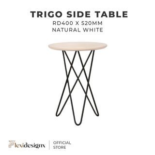 70% OFF! Trigo Wooden Side Table Set with metal legs / designed table - Walnut/ White