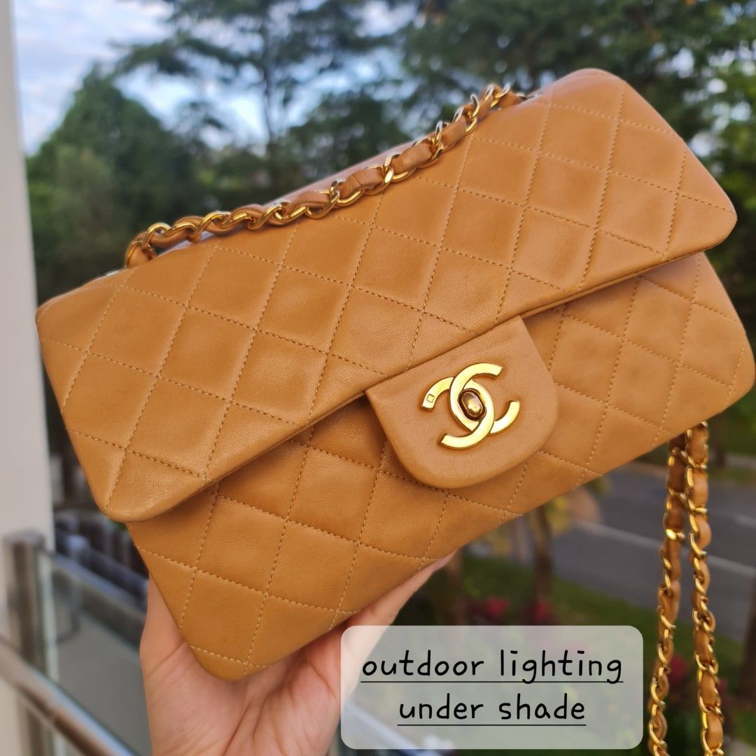 🥨 [SOLD] (RARE!) VINTAGE CHANEL CARAMEL SMALL CLASSIC FLAP BAG CF LAMBSKIN  CAMEL 23 CM 23CM 24K GHW GOLD HARDWARE BEIGE DARK BROWN, Luxury, Bags &  Wallets on Carousell