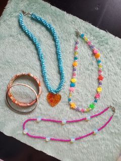 Accessories Sets | Beach vibe, candy pearls, butterfly pendants, goth chokers, dreamcatcher and stone feather necklaces with anklets and bracelets