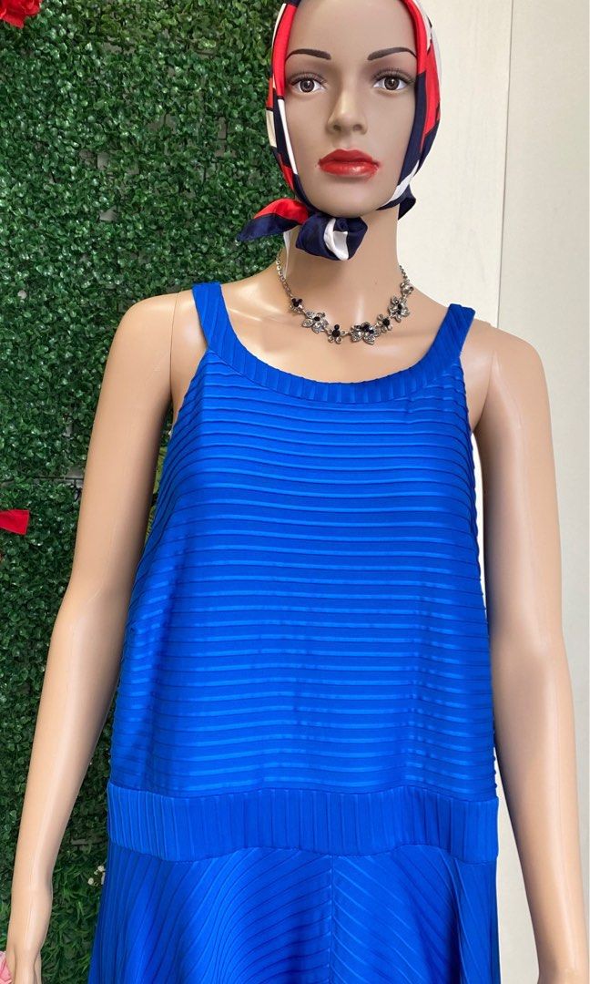 Alfani Women s Royal blue shore lines fit and flare sleeveless dress for Plus size women XXL size Women s Fashion Dresses Sets Dresses on Carousell