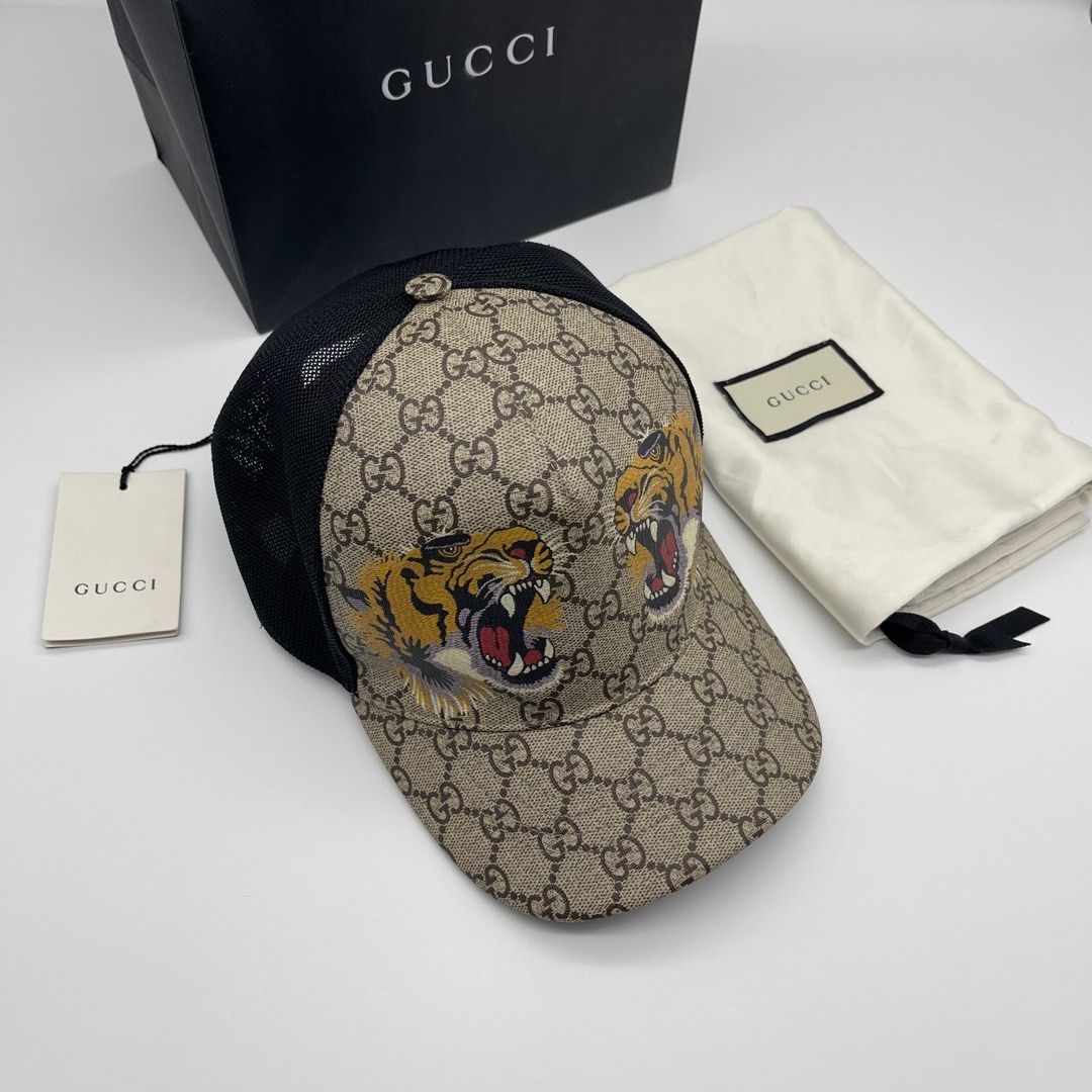 Gucci Coated Original Gg Tiger Trucker Hat