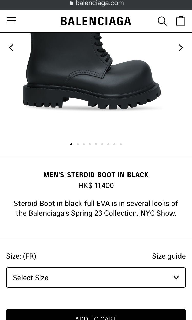 Balenciaga steroid boots 39 巴黎世家, 男裝, 鞋, 靴- Carousell