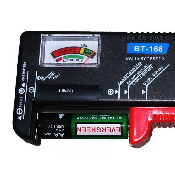 Battery Tester for AA / AAA / C / D / 9V Button Voltage LCD Meter