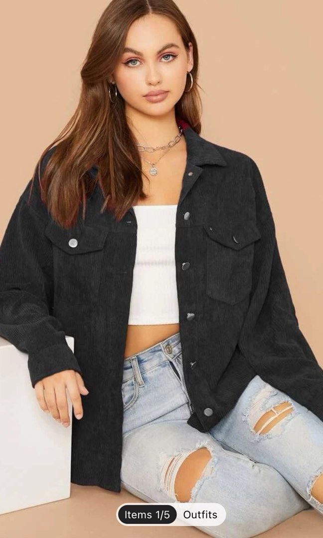 Oversized black cord on sale jacket