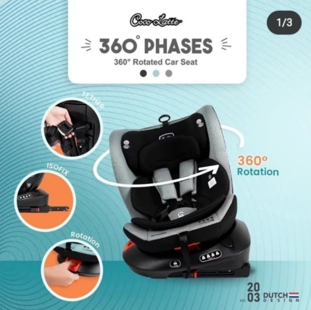 (BNIB, NO NEGO) Chocolatte Phases 360 Rotation Car Seat Tosca KURSI