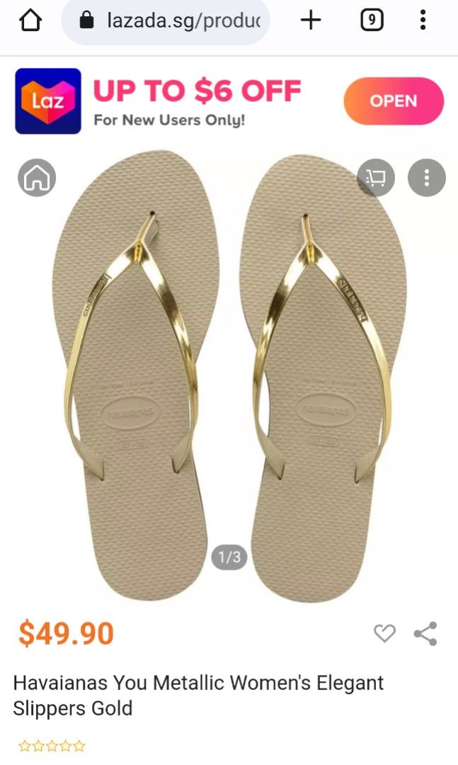 Brand new Havaianas metallic gold slippers