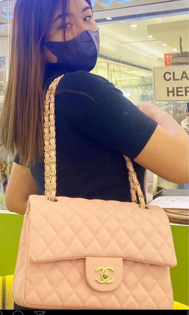 Chanel pink double flap caviar bag, Luxury, Bags & Wallets on