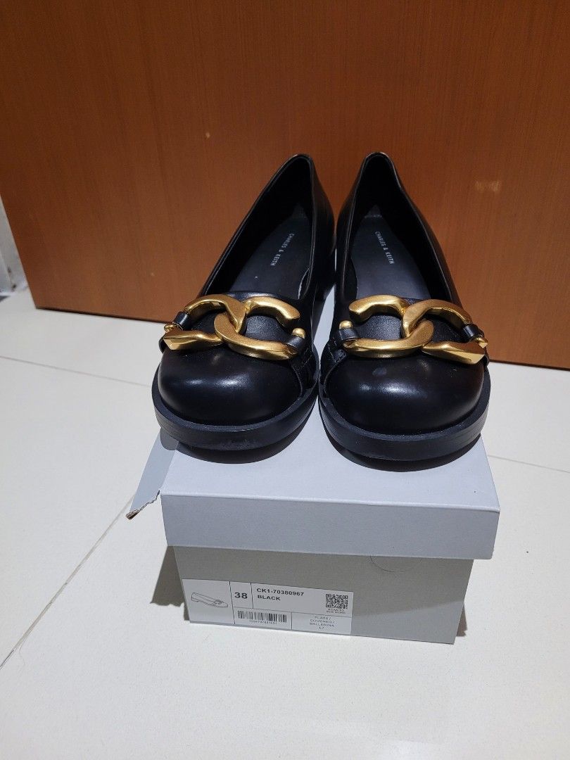 Charles Keith Black Ballerina Chunky Flats Loafer Women s