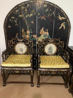 Chinese Blackwood Armchair Set