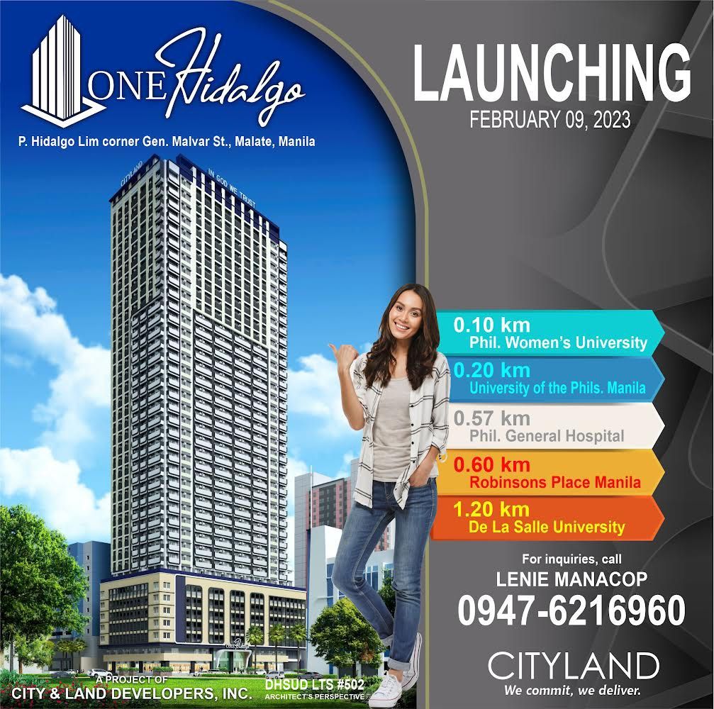 CITYLAND One Hidalgo PreSelling Condo in Manila near PGH PWU Taft