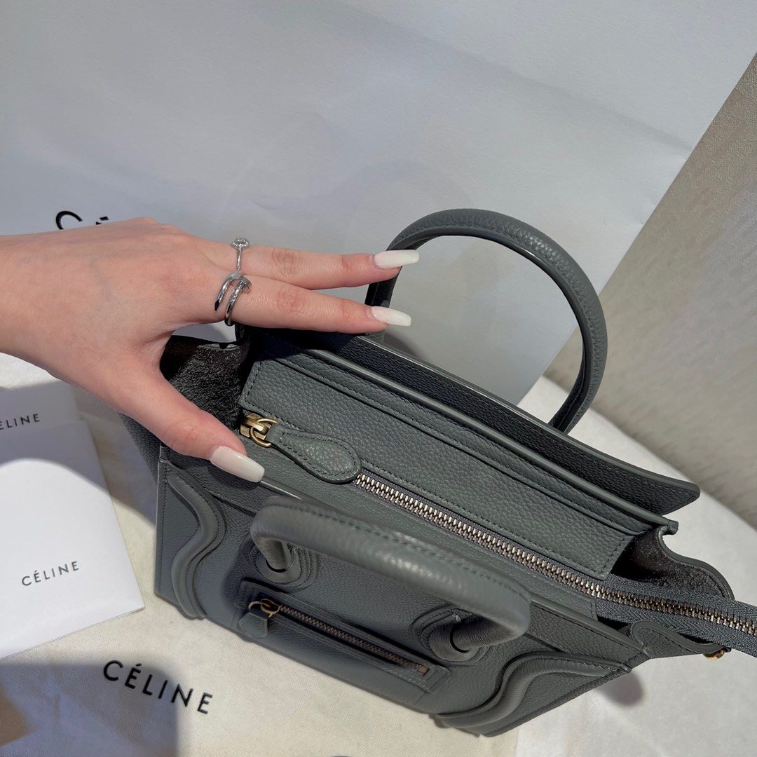 Celine Nano Luggage Kohl Drummed, Barang Mewah, Tas & Dompet di Carousell