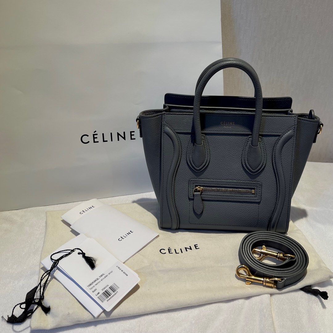 Celine Nano Luggage Kohl Drummed, Barang Mewah, Tas & Dompet di Carousell