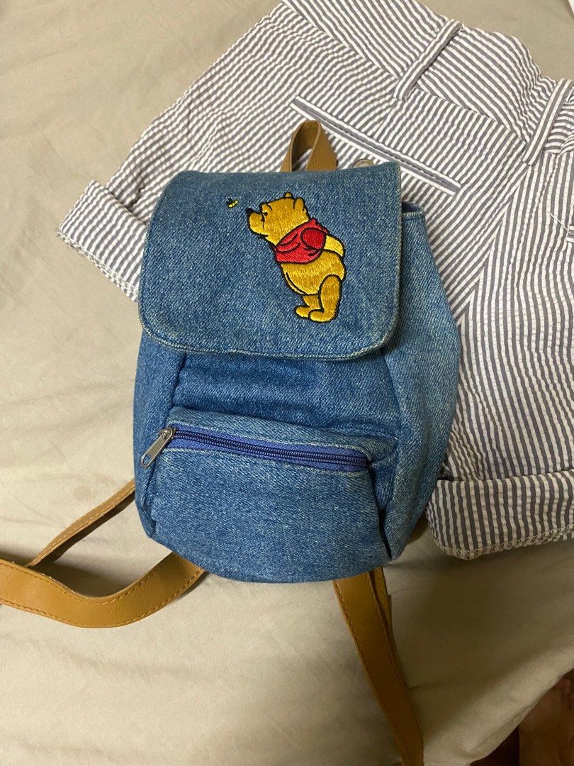 Disney Winnie The Pooh Mini Denim Backpack, Women's Fashion, Bags