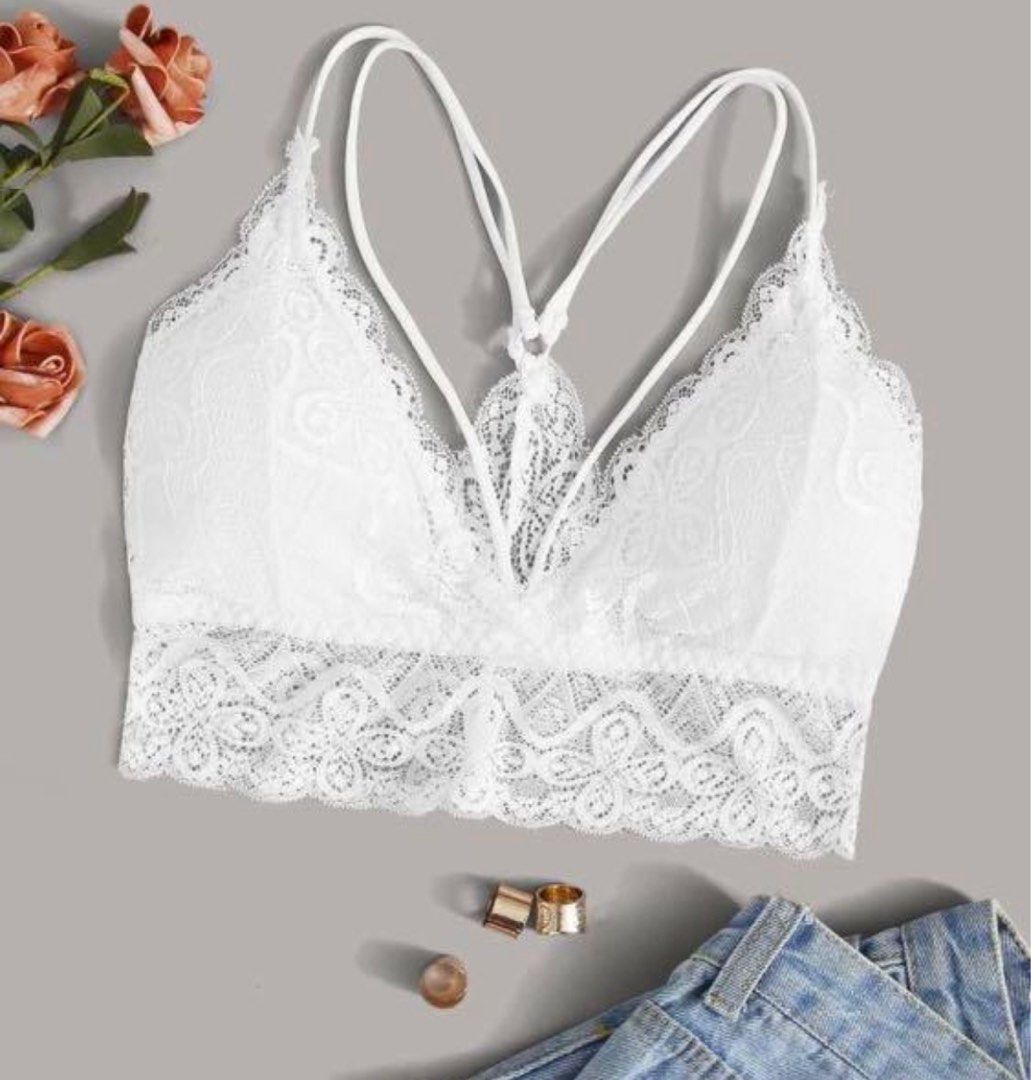 Floral Lace Harness Bralette, Women's Fashion, Tops, Other Tops on Carousell