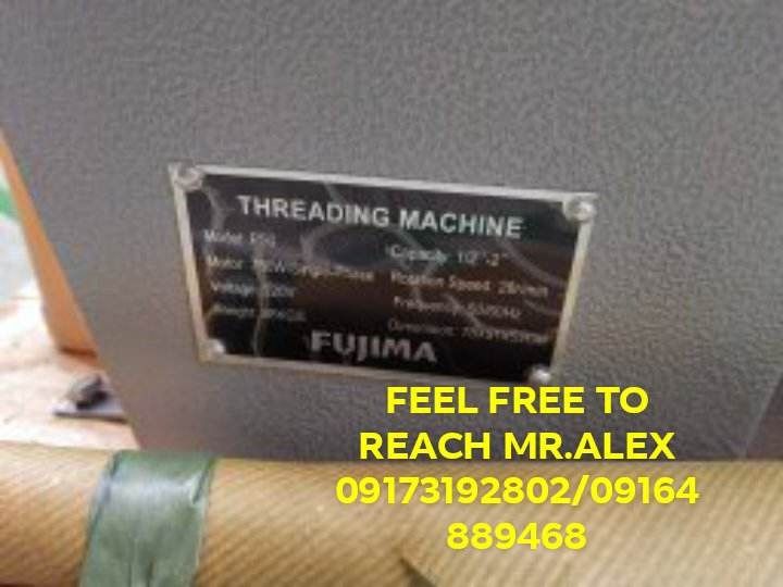 Fujima Threading Machine 1/2-2" (Specs: 220V, 750W/Single Phase) (Category: Construction Tools & Equipment) located in Manila. Submitted by ftc-alex (Listing ID 1210478344, Image 1). Description: INQUIRE NOW !!! ￼ % LEGIT ‘ “DTI & BIR REGISTERED” PRICE IS VAT EXCLUSIVE AND GIVE DISCOUNT For more information and faster transaction Call/Viber us now 0916-4889-468 Landline : 8-251-9551 Look for : Alex or Andrei Email me alex.takezo08@gmail.com sales