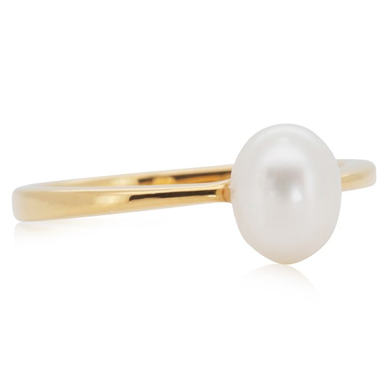Gold ring with best sale white pearl