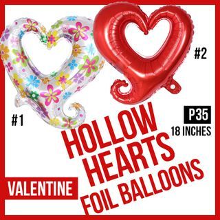 Happy Valentines Hollow Heart Foil Balloon Red and Printed Silver Party Needs
