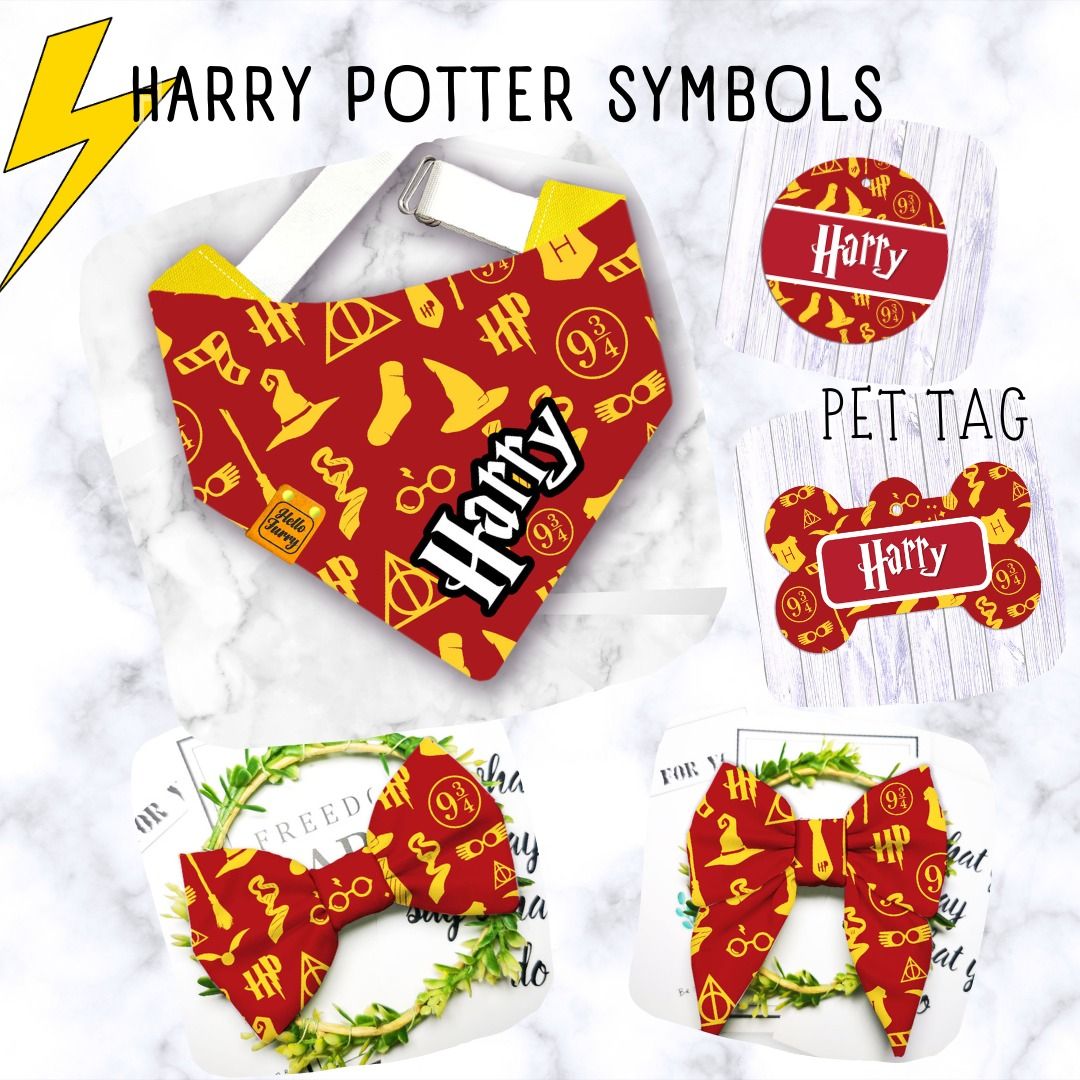 Harry Potter Dog Bandana Cat Bandana Bowtie Sailorbow Pet tag with