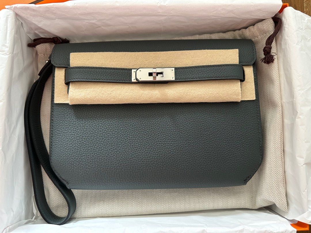 Hermes Pochette Kelly Depeches 25 Togo Black SHW Stamp B