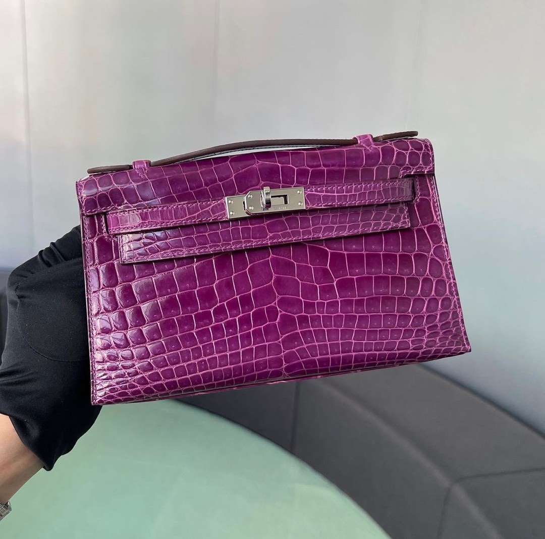 Hermes Kelly Pochette Rose Azalee Phw, Luxury, Bags & Wallets on Carousell