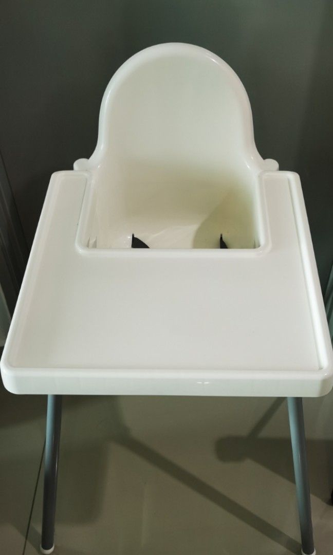 ANTILOP High chair with tray, white/silver color - IKEA