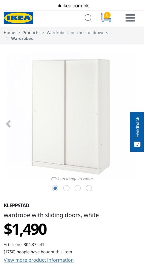 Ikea wardrobe Kleppstad, 傢俬＆家居, 傢俬, 書櫃、櫃子及架 Carousell