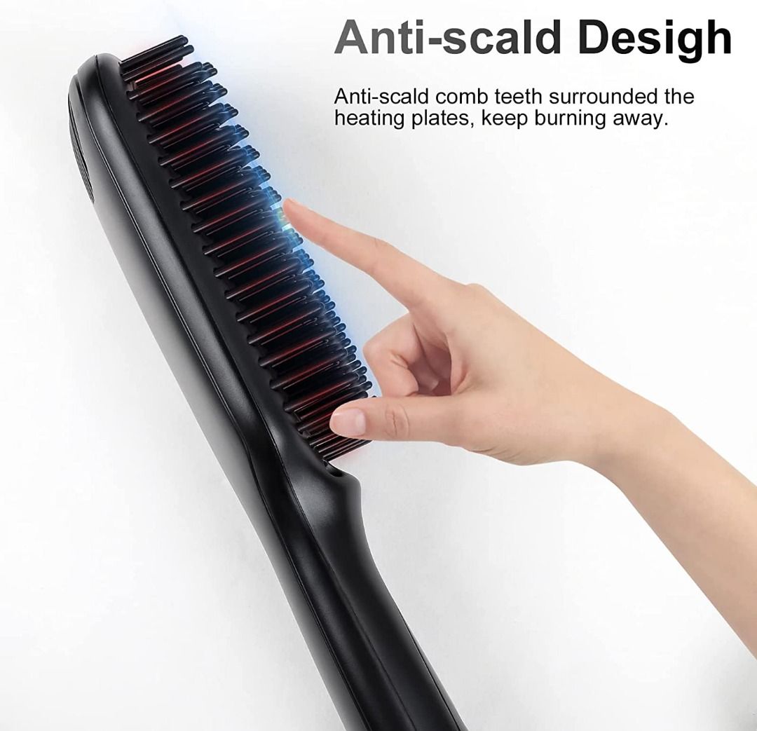 J222] 3-in-1 Hair Straightener Brush with Fast MCH Ceramic Heating,  Anti-Scald, Auto Temperature Lock and Auto-Off Function, Portable Straightening  Comb for Home and Travel With UK Plug, Beauty & Personal Care, Hair