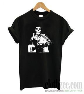 Johnny Cash The Misfits Middle Finger Black Skull T shirt