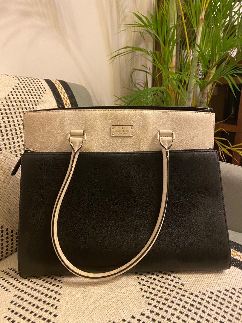 Kate Spade black and white work bag, Luxury, Bags & Wallets on Carousell