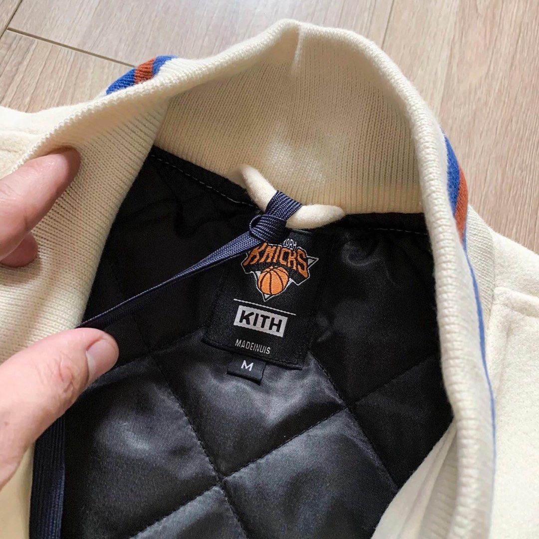 Kith Golden Bear for New York Knicks Varsity Jacket Black Men's