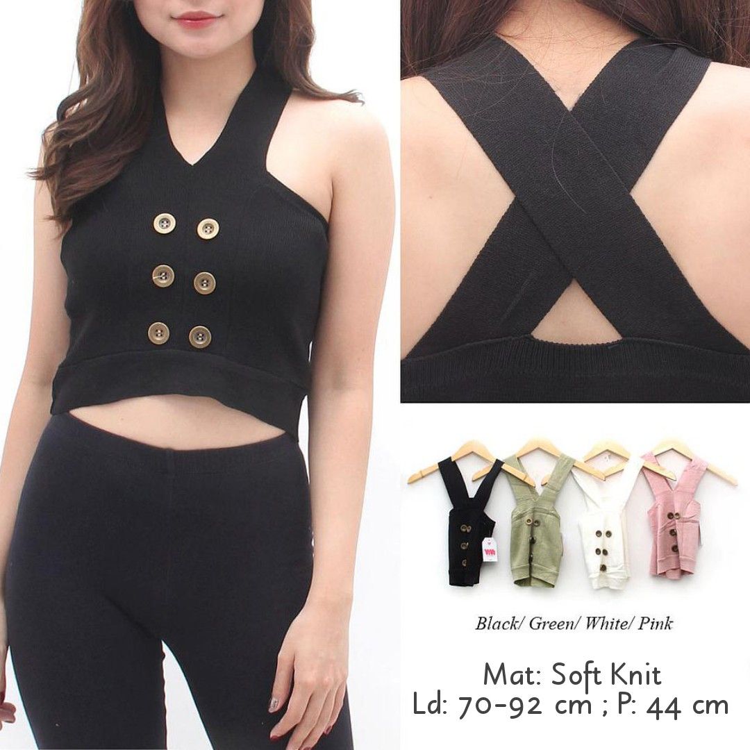 Satu Keluarga Tanktop Wanita Polos Basic With Cup Bra P299 Atasan Tank Top  Tali Silang Belakang / Tengtop Korea Atasan Inner Korean Fashion