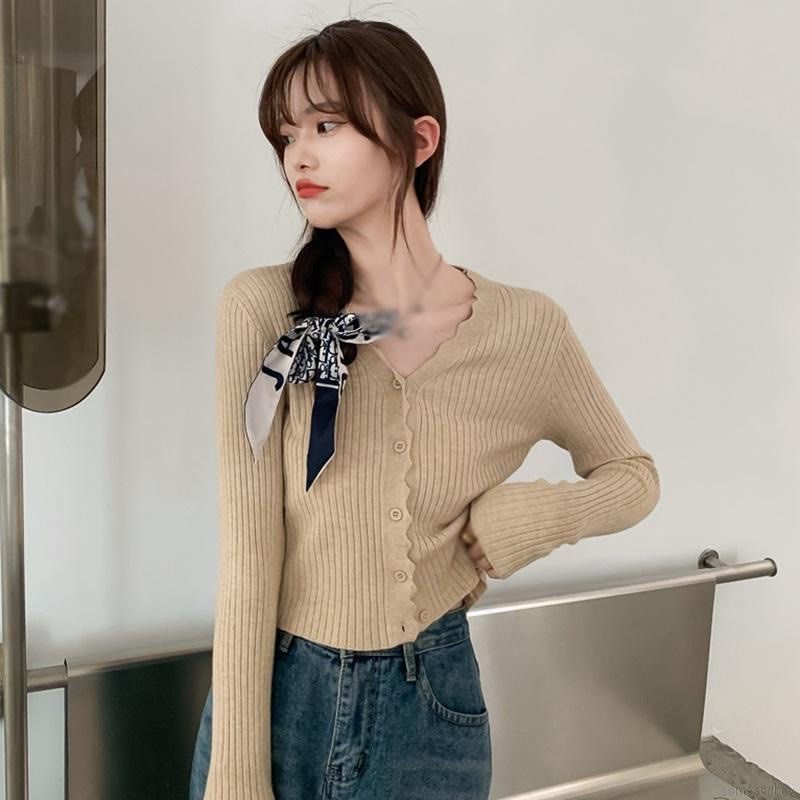 Knitted Crop Cardigan Jacket Nude color Women s Fashion Tops