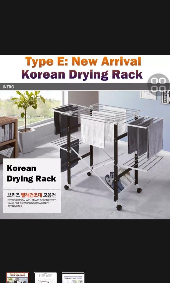 Korean foldable clothes drying rack, Furniture & Home Living, Home Improvement & Organisation